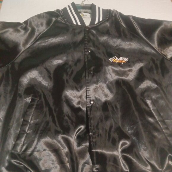 K-Brand VTG Satin Varsity Jacket Adult XL Black/White Made in USA - Picture 4 of 8